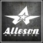 A black and white logo of alleson athletic.