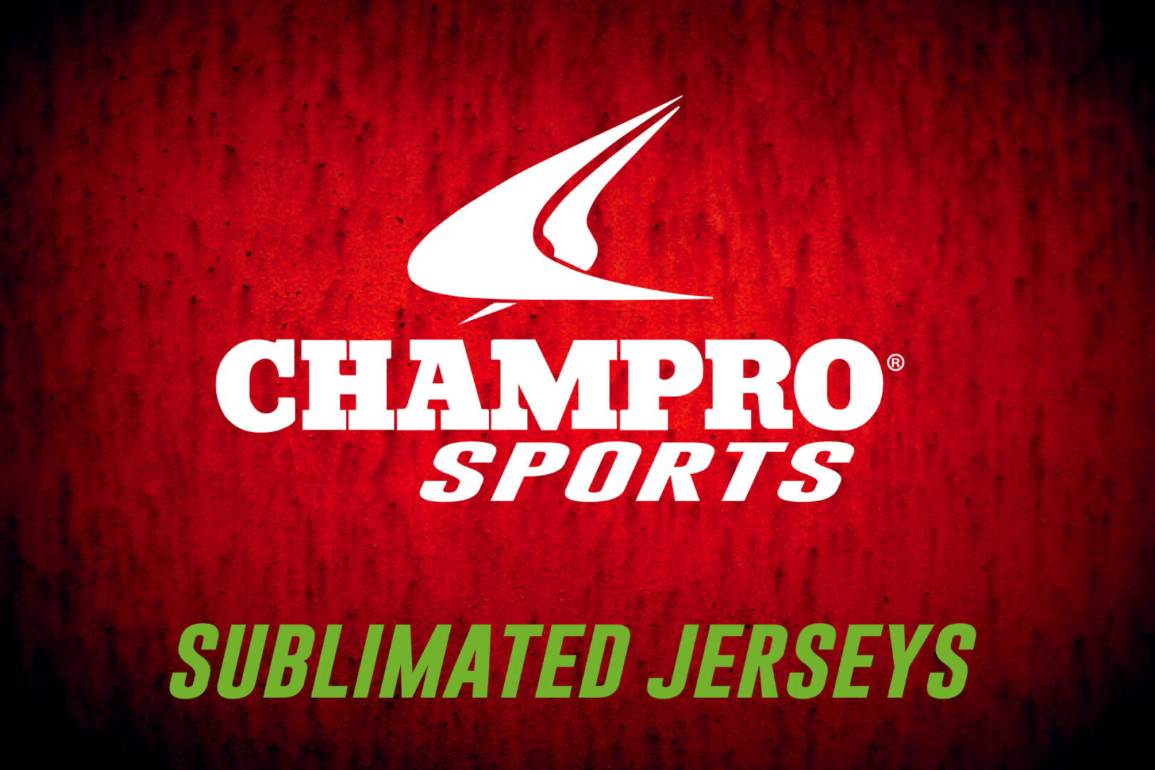 A red background with the words champro sports in white.