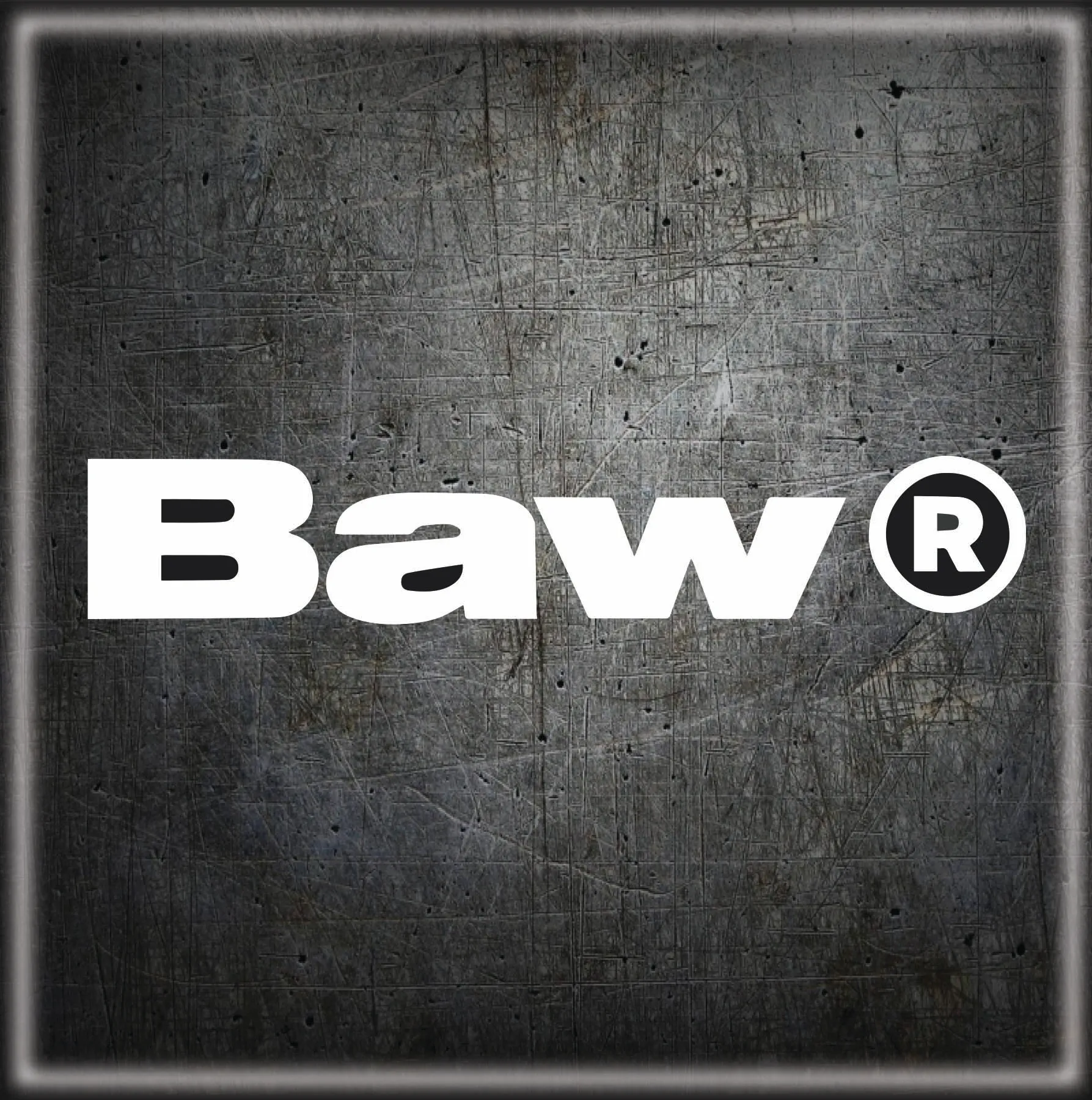 A picture of the word baw on a wall.